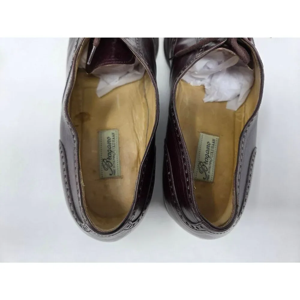 BRAGANO COLE HAAN CORDOVAN BROGUE CAPTOE OXFORD DRESS SHOES MENS SIZE 12 D ITALY